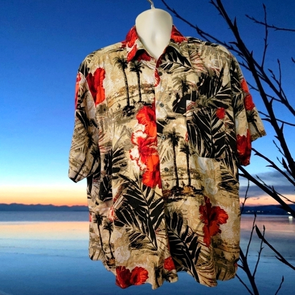 Natural Issue Hawaiian Shirt Mens XL Short Sleeves Tropical Hibiscus Flower